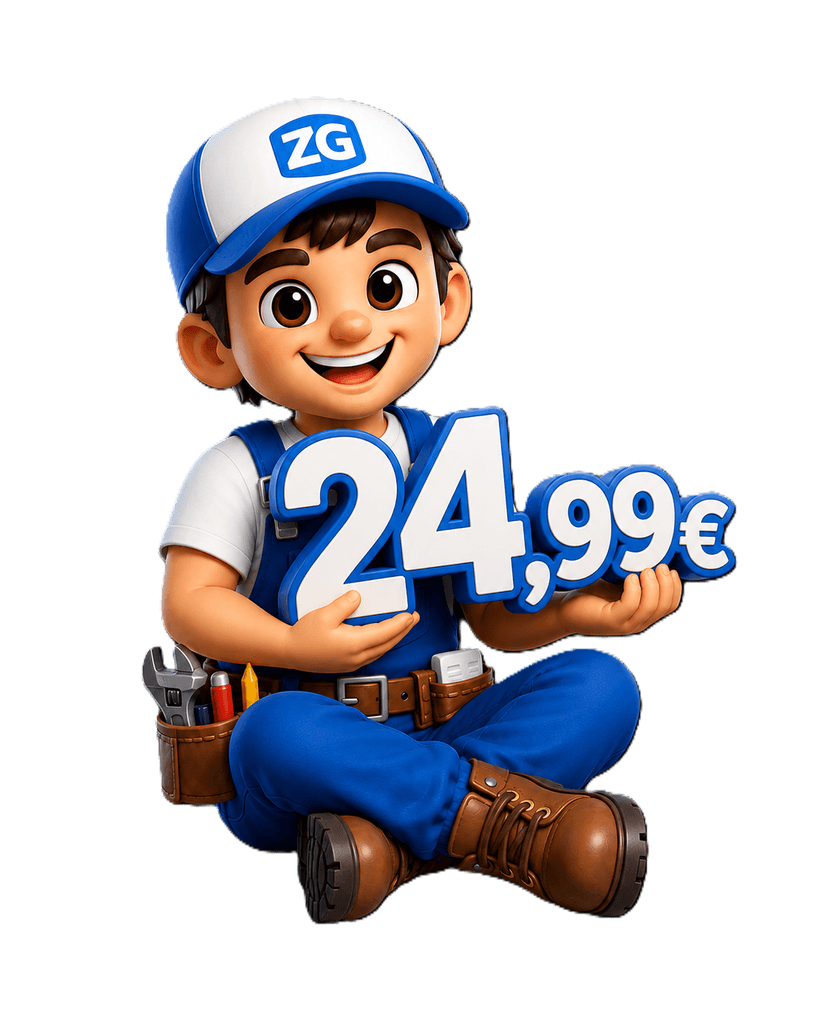 Mascotte ZeroGestion présentant l'offre à partir de 19,99 € TTC par mois