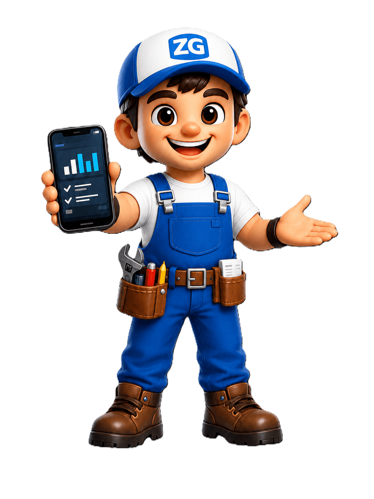 Mascotte ZeroGestion montrant un écran